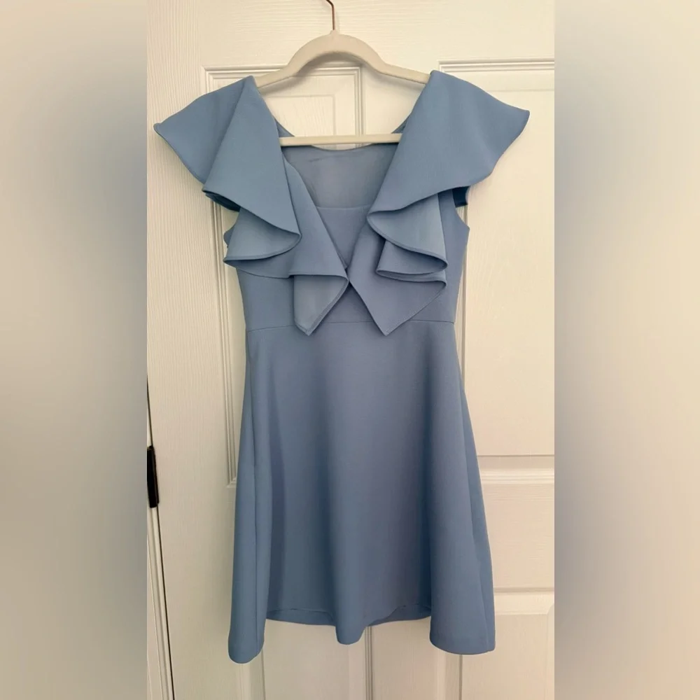 Adorable BCBGeneration Light Blue Mini Dress with Ruffle Sleeves - Picture 2 of 4